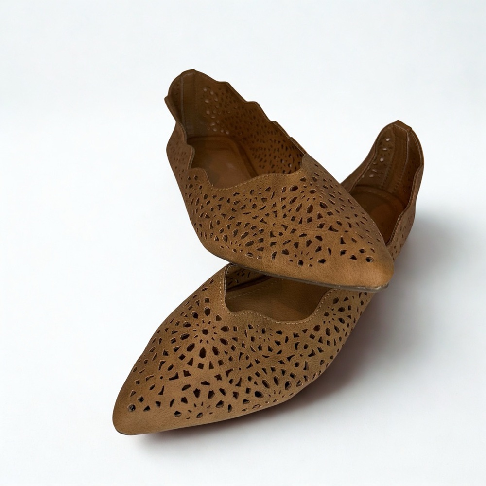 Report Brown Perforated Leather Loafers